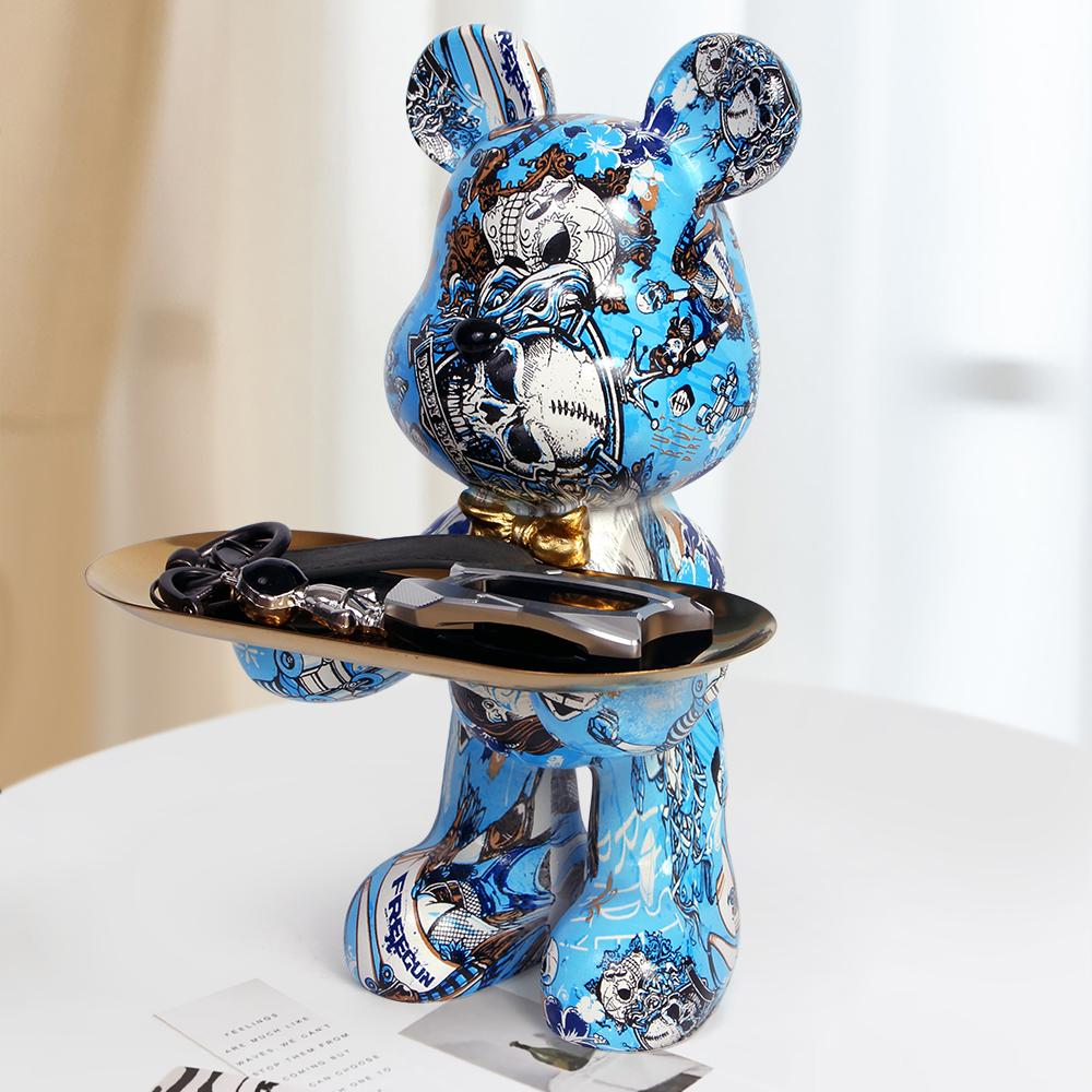 House Decoration Colorful Bear Sculptures Figure Ornaments Nordic Office Table Modern Art Resin Decor Cute Statue