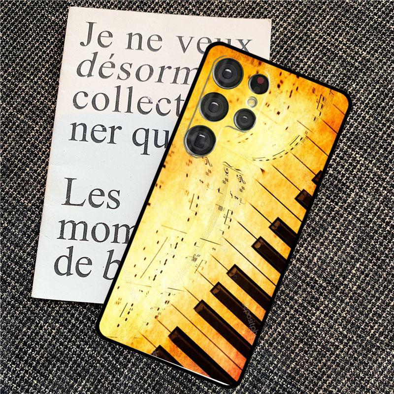 Piano keys Vintage Music Notes Case For Samsung Galaxy S25 Ultra S21 S22 S23 S24 Ultra S9 S10 S20 Plus S25 FE Back Cover