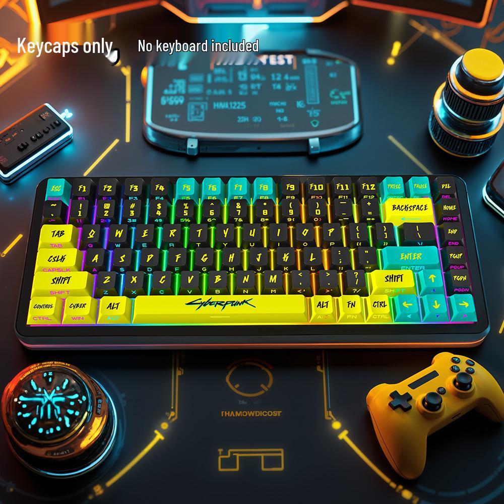 Cyberpunk Transparente PBT Fünfseitige Thermosublimation Mechanische Tastatur Russische Tastenkappen