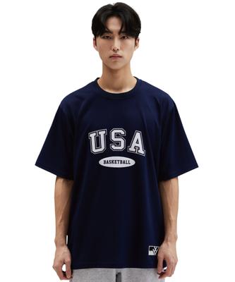 BUZZERBEATER Usa Arch Logo T-Shirt Navy