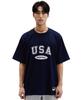BUZZERBEATER Usa Arch Logo T-Shirt Navy