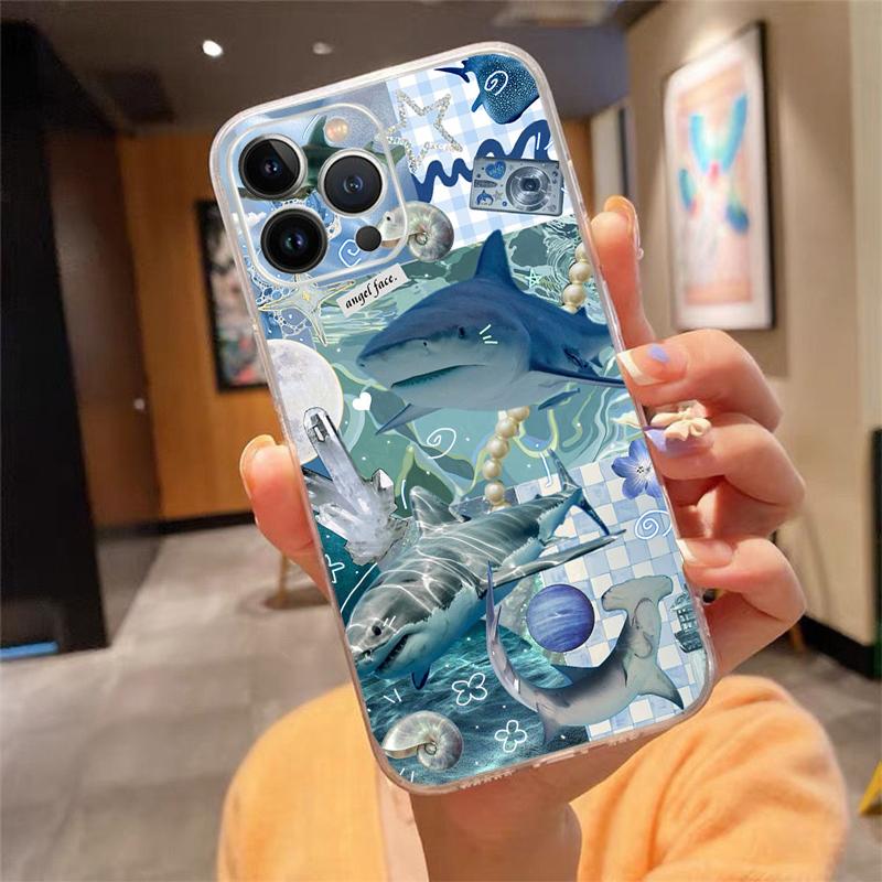 

Phone Case For iphone 17 Pro Max Air 16 15 14 13 Pro Max 15 16 Pro 15Plus Ocean Whale Sharks Shark iPhone 13Pro