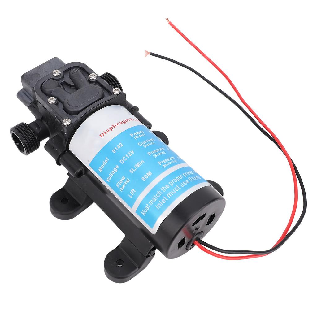 Micro Diaphragm Pump Self Priming Water Pressure Pump for RV Car Washing Watering 60W 80M Head G1/2 Inlet and Outlet