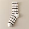 Plush socks women's autumn and winter Maillard color warm plush thickened plush striped medium tube socks home sleeping socks