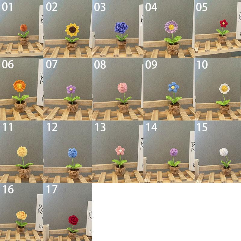 1PC Wedding Decoration Hand-woven Knitted Bouquet Knitting Flower Rose Tulips Bouquet Potted