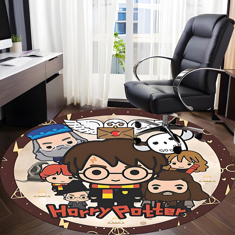 1pz Tappeto Harry Potter, Rotondo Antiscivolo Durevole Grande Dimensione Tappeto da Ufficio, Adatto per Ufficio, Bella Decorazione