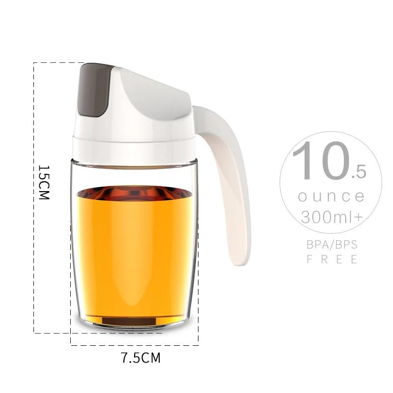 WIKHOSTAR Automatic Opening Oil Bottle Glass Oil Pot Creative Seasoning Storage Bottle Practical Kitchen Tool Liquid Seasoning Organizer 300ml белый