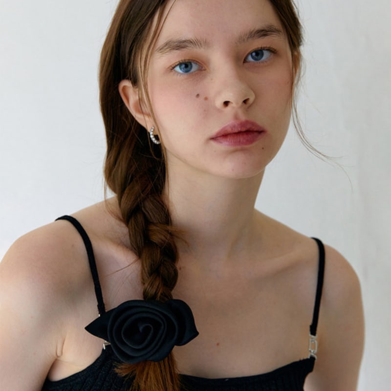 OVLA Rose Chou with Leaves Hair Tie_black HT007