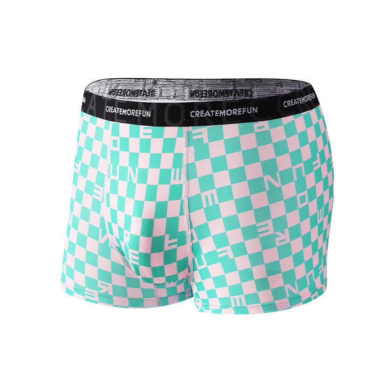 New Large-sized Summer Fashion Printed Ice Silk Breathable Mid-waist Briefs