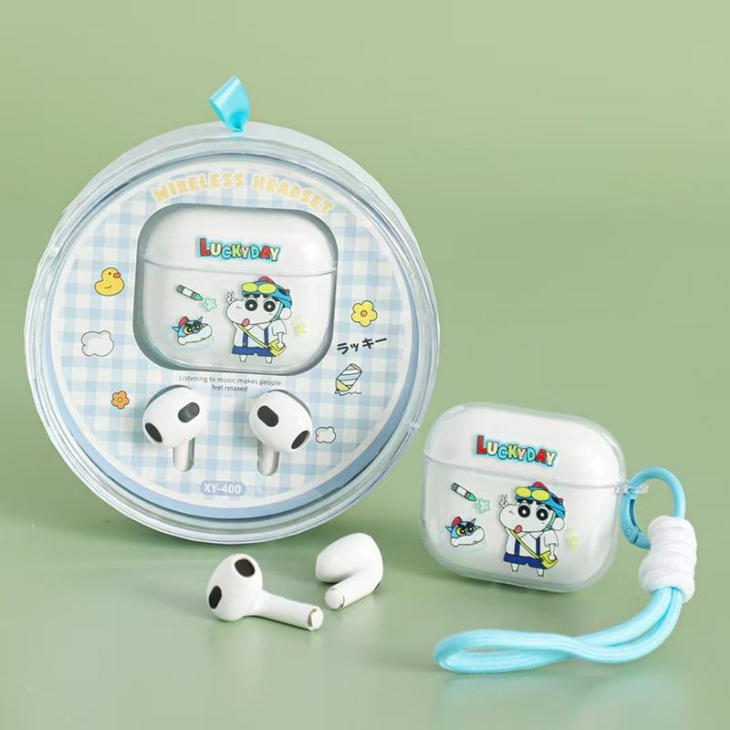 

Crayon Shin-Chan Cartoon Cute Wireless Earphone With Protective Case And Decoration Strap In-Ear Headphone Earbuds Headset