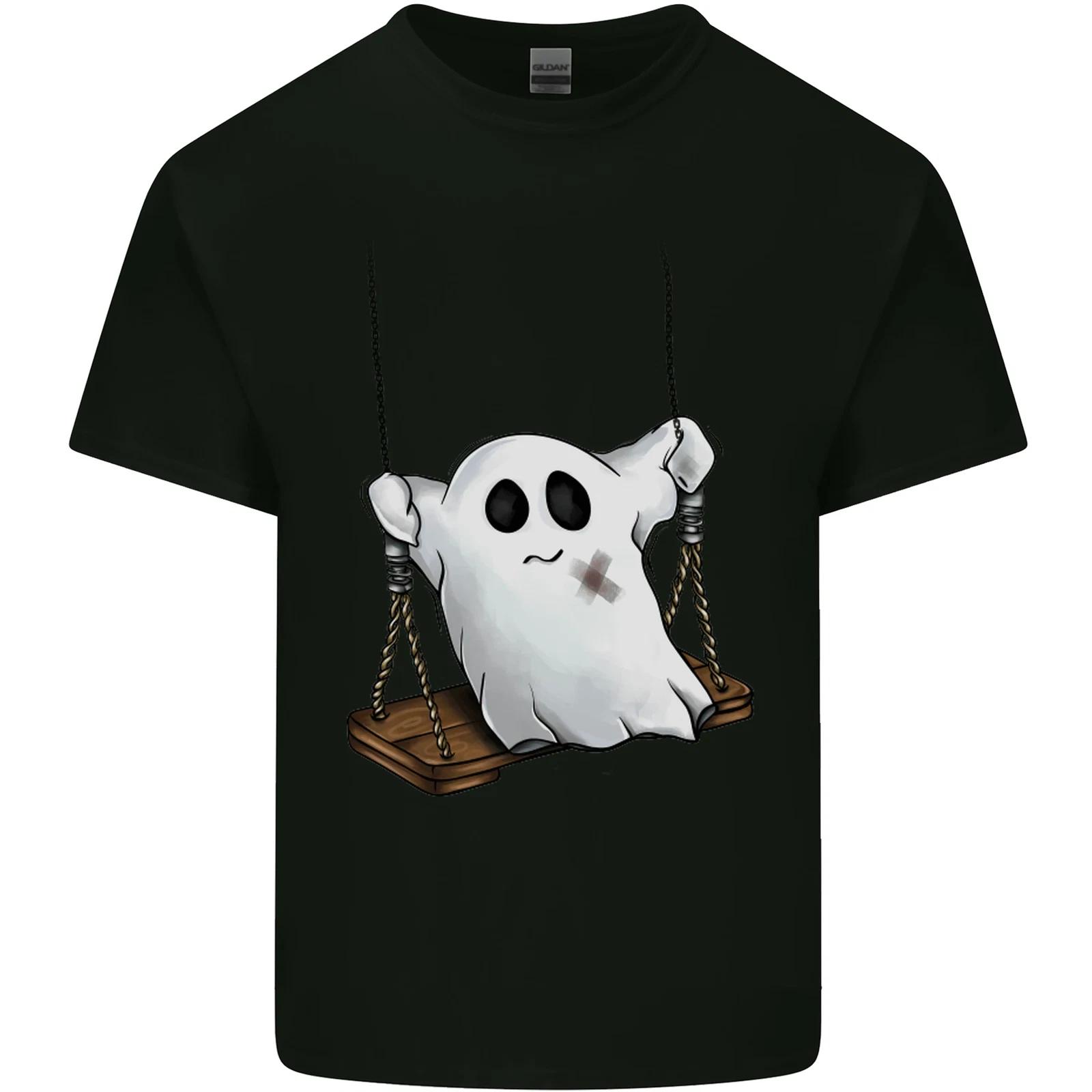 A Ghost on a Swing Halloween Funny Spirit Kids T-Shirt Childrens XL