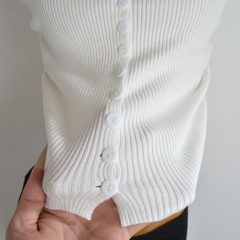 Pure Color New Arrival Minimalist V-neck Ruffled Sleeve Knitting Cardigan Women's Clothes Summer Silm Elastic Ruched T-shirt Tops Tide