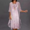 Plus Size Fashion Women's Printed Party Dress 2 Pcs Cardigan Elegant Round Neck Maxi Dresses Casual Long Chiffon Dresses Fashion Sets