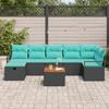 8 Piece Black Poly Rattan Garden Sofa Set with Cushions