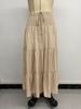 Summer 2025 Europe Cross-border Casual Long Elastic Waist Skirt with Drawstring