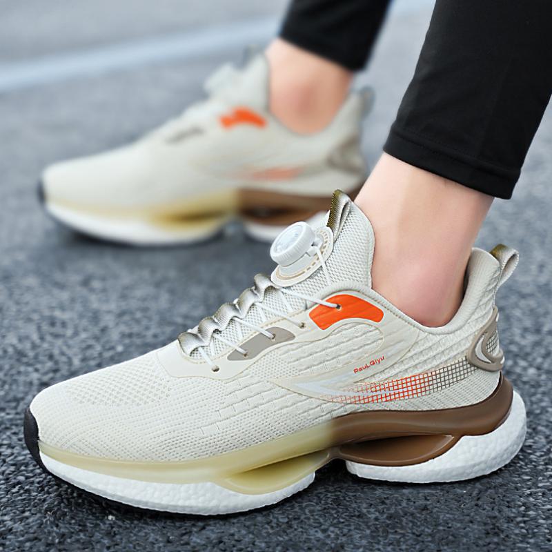 Spring and Autumn Summer Men's Rotating Button Running Shock Absorption Breathable Casual Sports Shoes