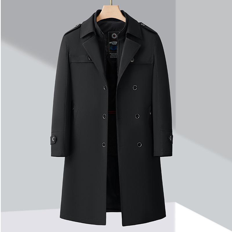 

Мужская куртка-ветровка высокого класса Новая зимняя с отложным воротником Длинная утолщенная теплая для среднего возраста Папина деловая верхняя одежда 4XL