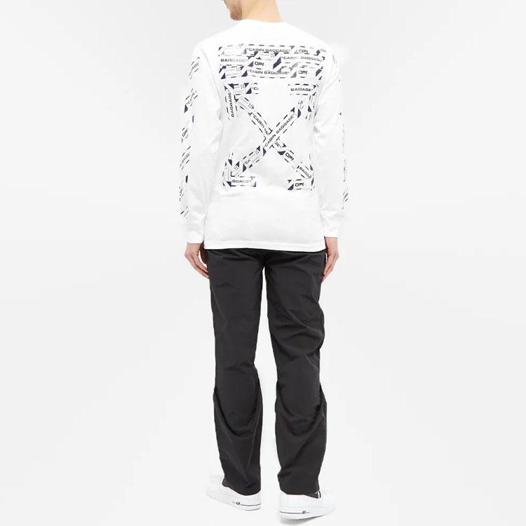 Off-White Airport Tape Long Sleeve T-Shirt FW21 Slim Fit Men Tops White OMAB001S201850030188