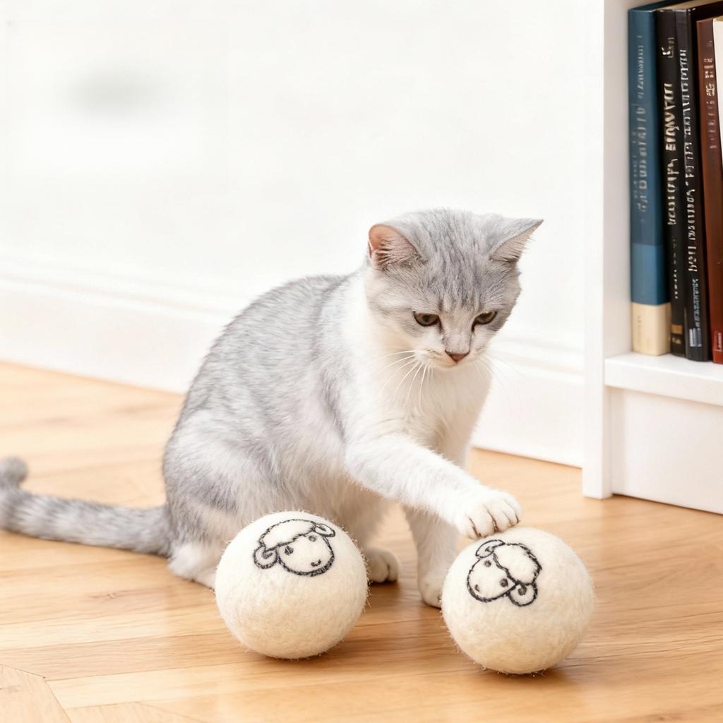 Kitten Toy Solid Wool Ball 5cm Cat Durable Chew-Resistant Plush Ball Kitten Self-Entertainment Toy Teasing Cat Ball