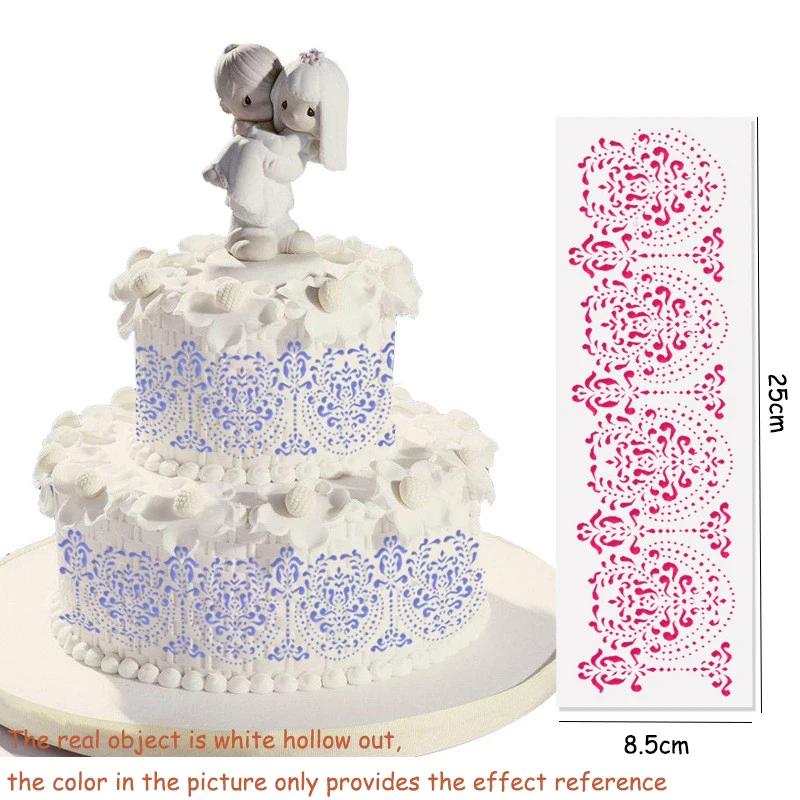 

Lace Flower Spike Pattern Fondant Printing Stencil Hollow Sugar Sieve Mold Wedding Cake Stencil Edge Decor Template Baking Tools