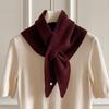 Knitted Scarf Women  Wool Winter Warm Scarves Bright Solid Color Design Thickened Shawl Soft Triangle Pure Wool Neck
