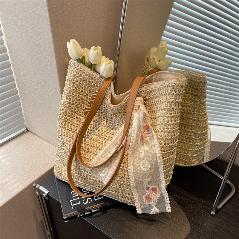 

Сумка для пляжного отдыха большой вместимости, универсальная сумка-тоут на одно плечо белый