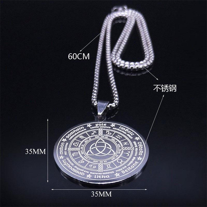 Unisex Zodiac Sign Round Pendant Necklace Stainless Steel Titanium Steel Jewelry
