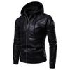 Men's Casual Hooded PU Leather Motorcycle Jacket