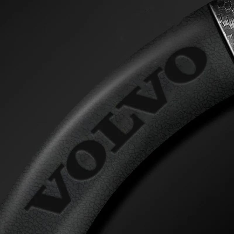 Steering Covers Car Steering Wheel Cover Napa Leather Carbon Fiber Anti-slip Covers for Volvo RDESIGN S60 S90 XC40 XC60 XC90 AWD