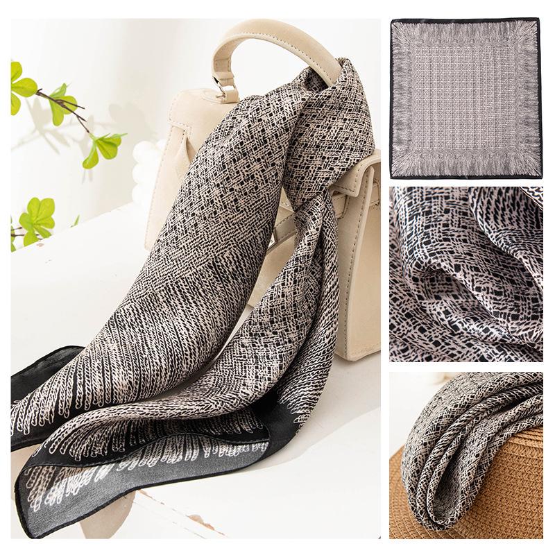 Camellia Print Mulberry Silk Square Scarf - Elegant Luxury Women's Accessory