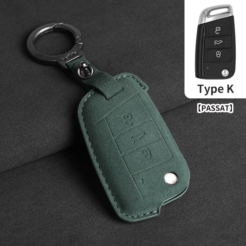 Suede Autoklep Sleutelhoes Cover voor VW Volkswagen Golf 7 MK7 Tiguan MK2 T-roc Skoda Octavia Kodiaq Karoq Seat Ateca Leon Passat