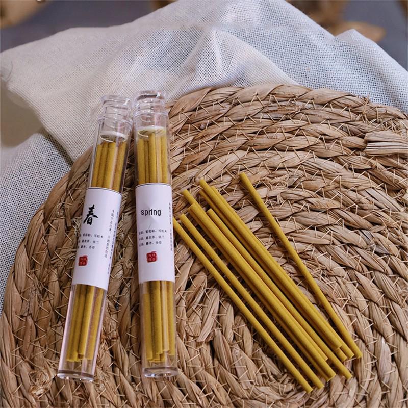 Four Seasons Flower Fragrance Japanese Incense Sticks for Home with Agarwood & Sandalwood Spring (Yellow Set of 10)