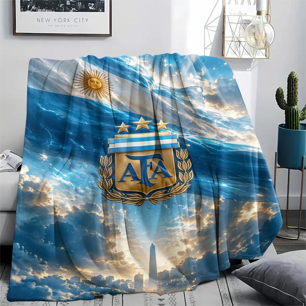 1PC Argentina National FC Print Flannel Blanket, High Quality Comfortable for All Seasons, Home Decor, Warmth and Comfort, Perfect for Christmas Gifts