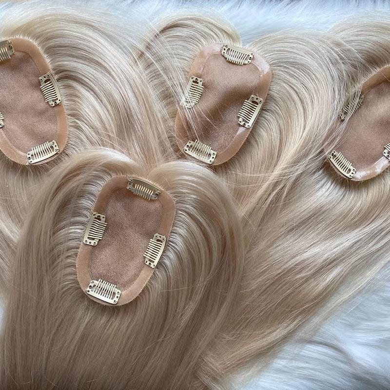 3x5 5x6 Mono Basis Haartopper Blond Farbe 100% Europäisches Echthaar Clip-in Haarteil für Frauen mit Haarausfall