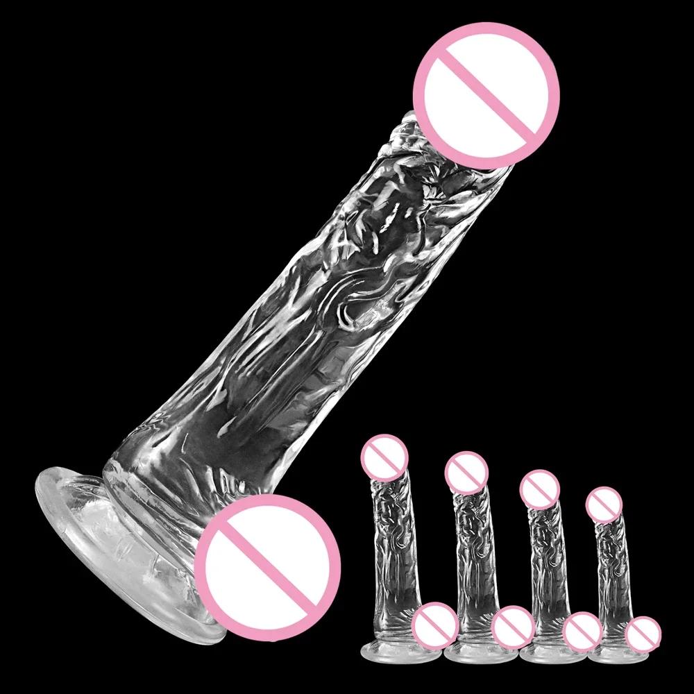 Transparent Soft Jelly Dildo for Women Realistic Fake Dick Penis Strong Suction Cup Butt Plug for Woman Men Anal Sex Toys