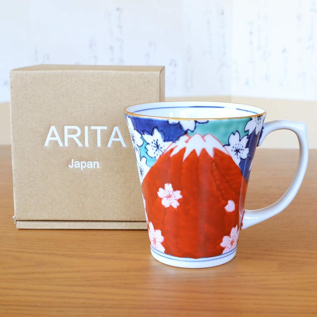 Item de agradecimento Presente Aposentadoria Promoção Transferência Graduação Cartão de agradecimento incluído Caneca Arita ware Micro-ondas seguro Nabeshima Fuji Vermelho Fuji