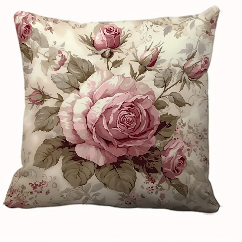 

Наволочка с цветочным узором розы, наволочка для диванной подушки для спальни, односторонняя печать, без наполнителя 16x16in 40x40cm