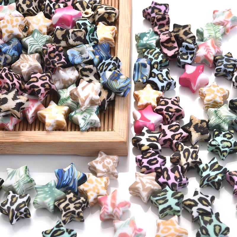 10 Stück Fünfzackiger Stern Herz Mond Silikonperlen Lebensmittelqualität Beißring DIY Schnullerkette Zubehör Baby Zahnen Spielzeug BPA Frei