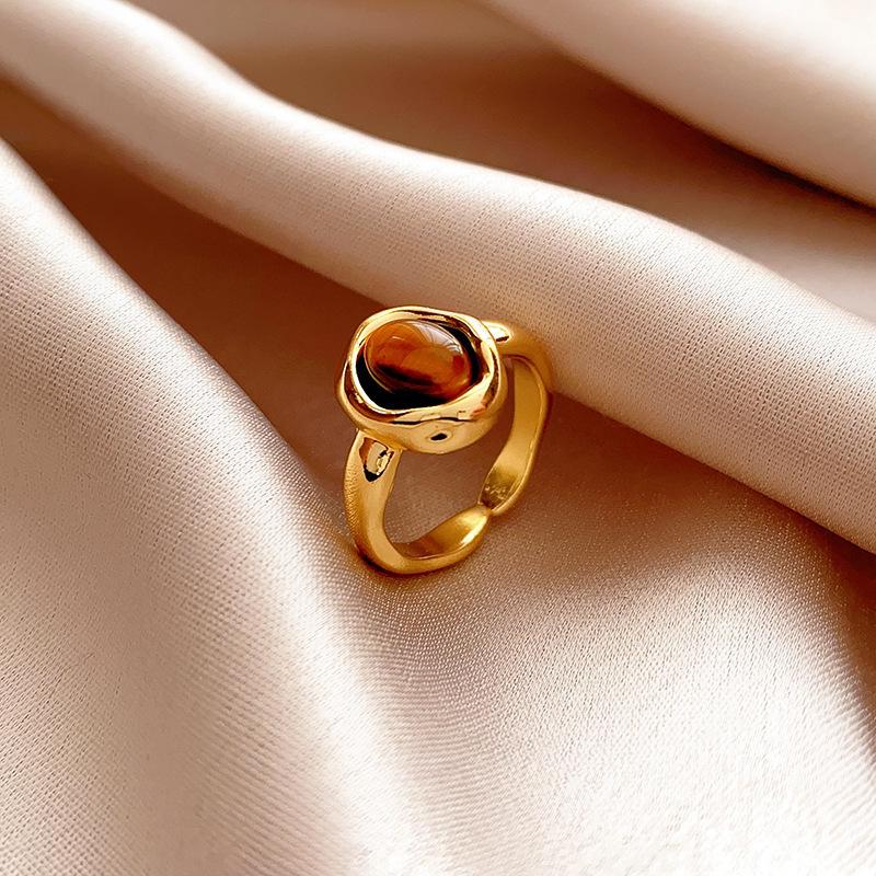 Inel rotund retro turcoaz deschis - Modă high-end în stil curte pentru degetul arătător