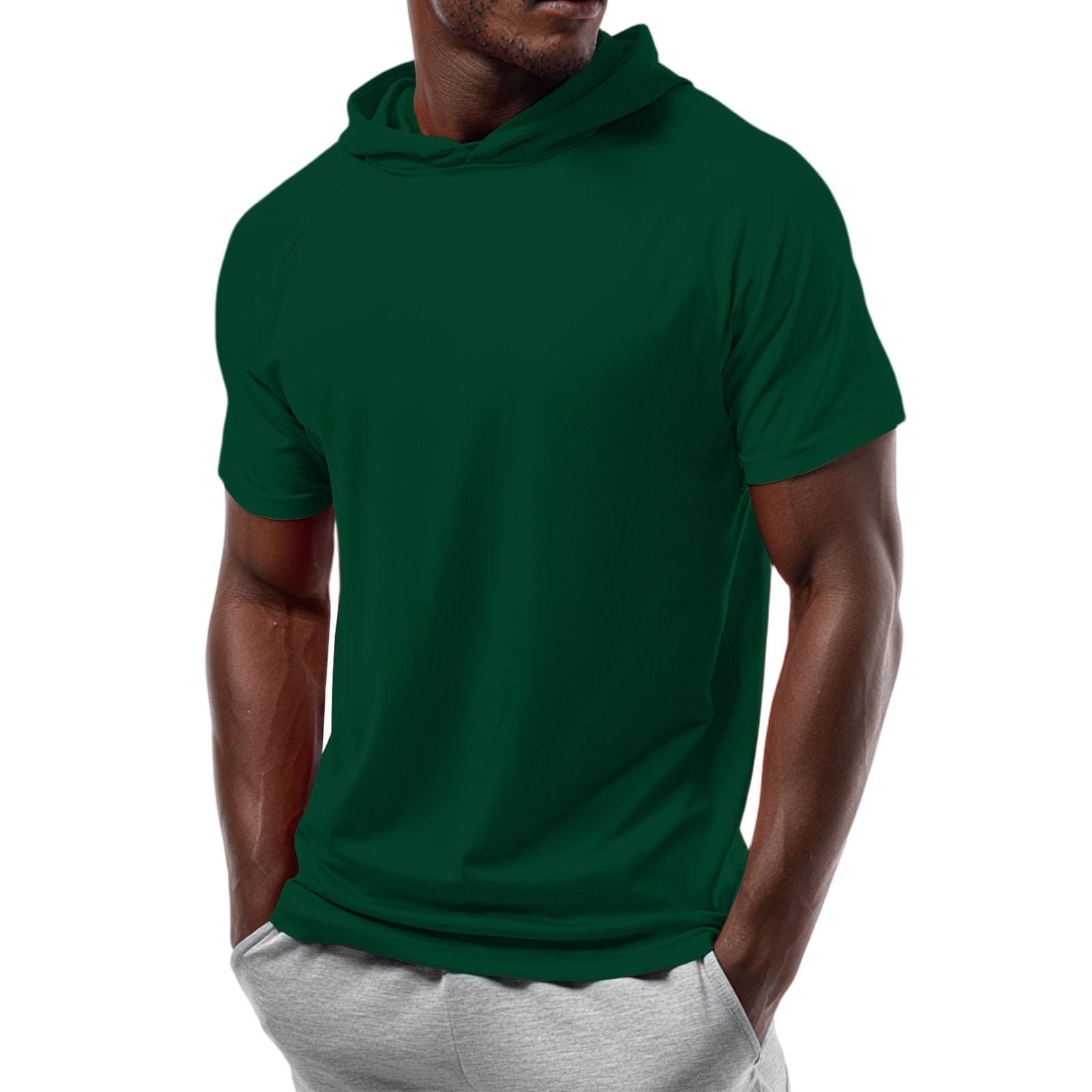 

Men s Straight Shoulder Short-sleeved Hoodie T-shirt Sweatshirt XXL