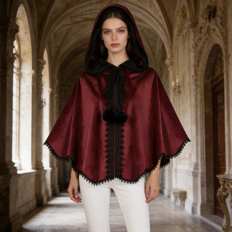 Kid Adult Medieval Cape Renaissances Costume Velvet Cape Wrap Short Thin Cloak for LARP Halloween Cosplay Party