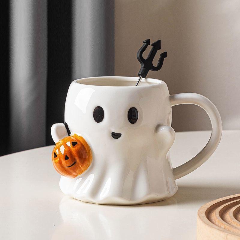 600ML Halloween Ghost Ceramic Mug – Funny Coffee Cup for Kids & Adults, Holiday Gift