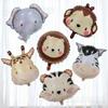 6pcs Cartoon Matte Animal Aluminum Film Balloon Tiger Lion Elephant Giraffe Balloon Forest Theme Party Birthday Party Decoration