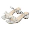Wedding Sandals High Heels White Pearl Rhinestone Bow Genuine Leather Sweety Princess Style Lower Square Heels Sandals Size33-41