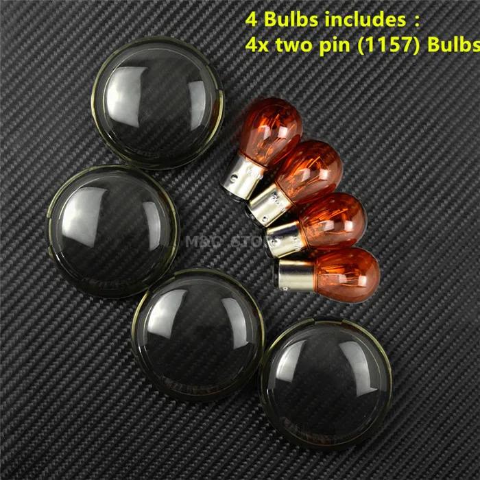 4pcs Turn Signal Light Indicator Lens Cover With Light Bulb For Harley Touring Road King Sportster XL 883 Dyna Softail Heritage