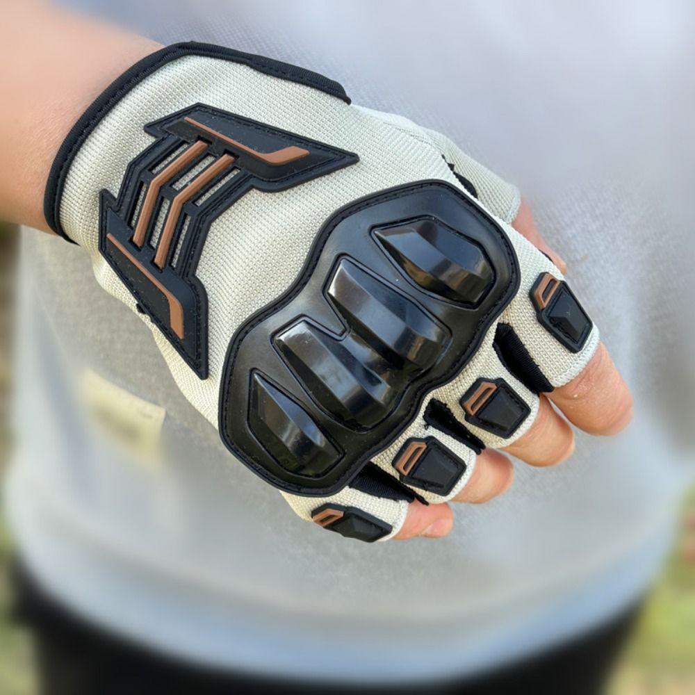 Wear Resistant Motorcycle Gloves Breathable Bicycle Gloves Half Finger Gloves  Electric Bike