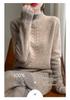 Autumn & Winter Women's Thick Wool Half-High Collar Pullover Sweater - Loose, Solid Color, Versatile Knit.