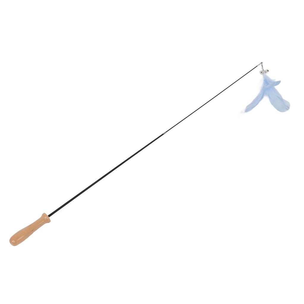 Lustiger Katzenstab Einziehbarer Federglöckchen Lustiger Katzenstab mit Holzstange für WohnungskatzenBlau