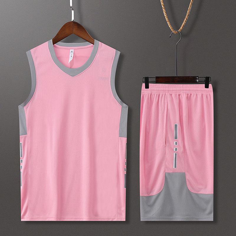 

Быстросохнущий подростковый баскетбольный комплект: Футболка без рукавов и шорты для тренировок и командных соревнований XL розовый