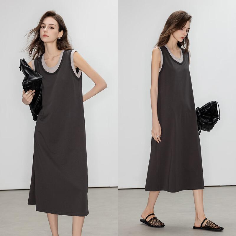Demana Faux Two-Piece Knit Sleeveless Long Dress
